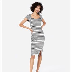 Express Striped Puff Shoulder Sheath Dress Size S